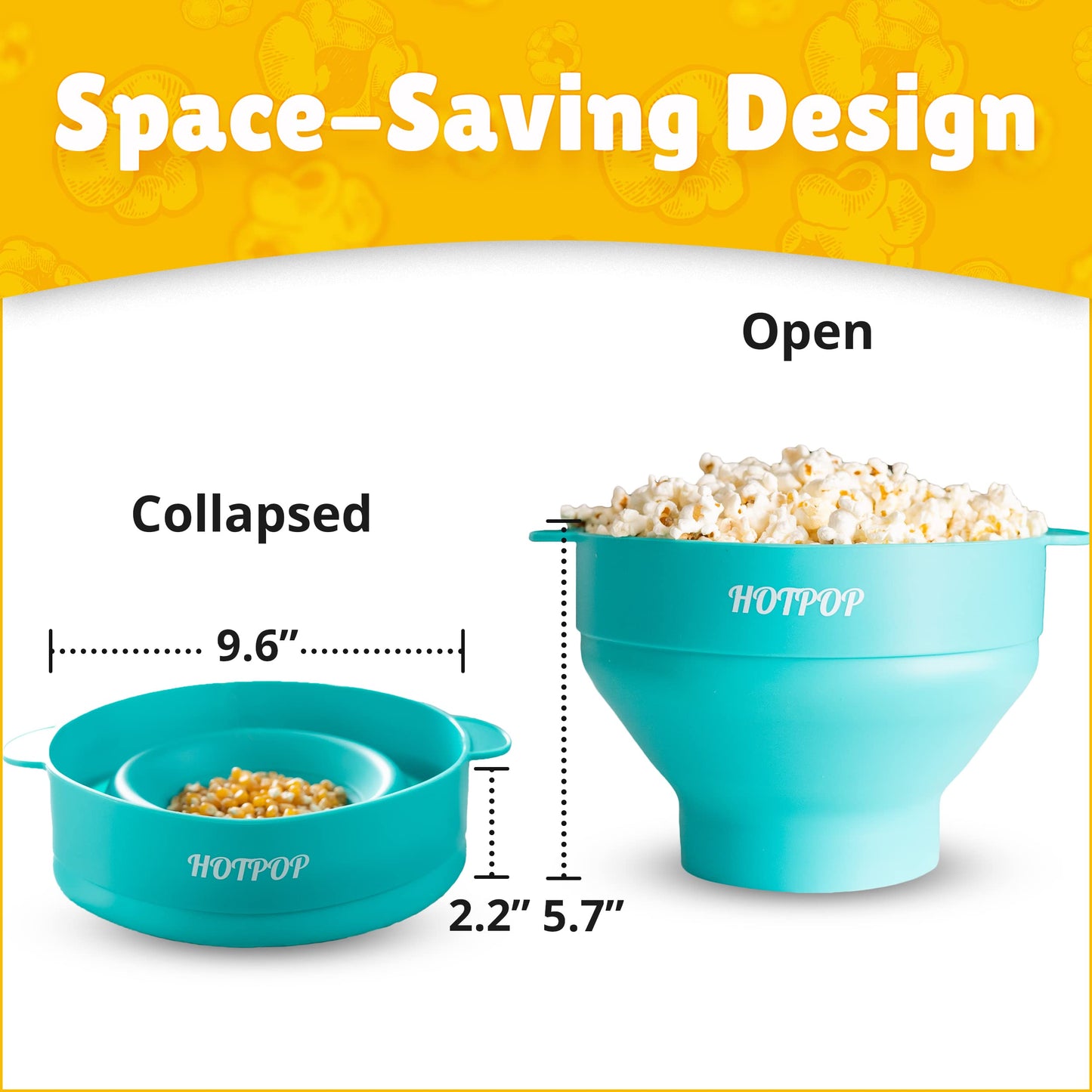 The Orginal HotPop Silicone Popcorn Maker - Microwave Popcorn Popper with Handles - Collapsible Bowl, Heat-Resistant, Easy to Clean, Ideal for Family Movie Nights, 15-Cup Capacity - Red