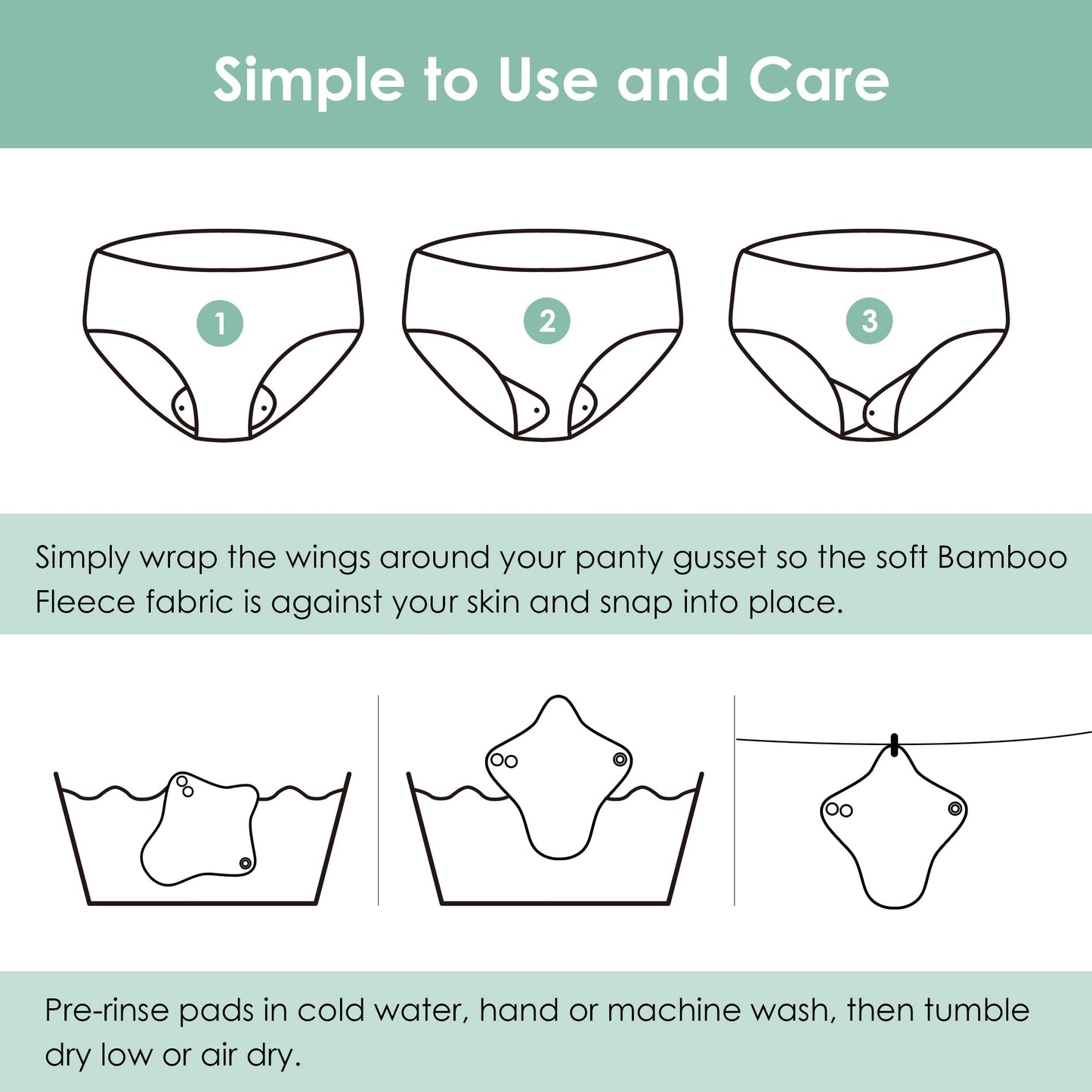 wegreeco 6 Pc Reusable Menstrual Pads, Ultra Thin Pantiliners for Thongs, Cloth Pads, Panty Liners for Teens, Women, Nonslip Pantiliners + 1 Pc Wet Bag(Mustard Yellow, Grey, Beige, XS)