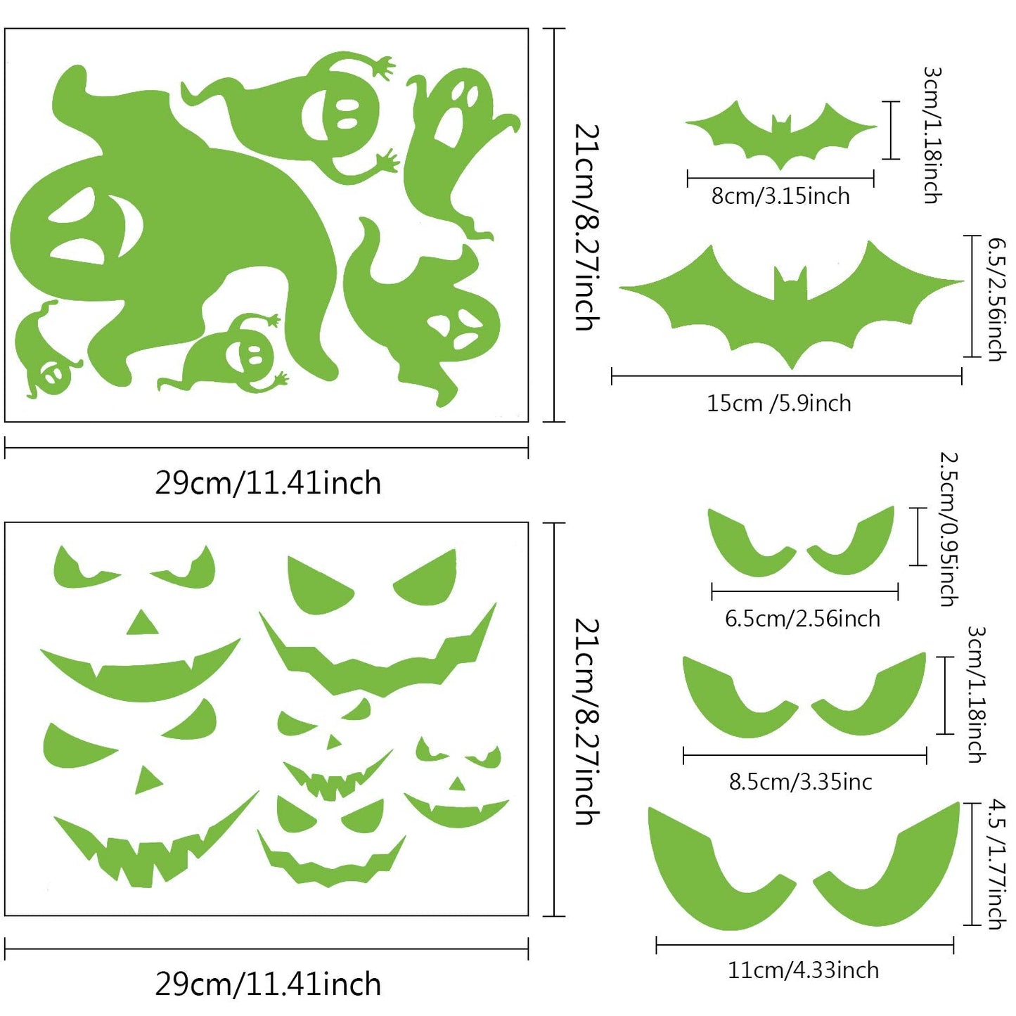 Outus 49 Pieces Halloween Glow in The Dark Window Decals Luminous Stickers Ghost Wall Stickers Bat Wall Stickers Night Glow Decals for Halloween Theme Party
