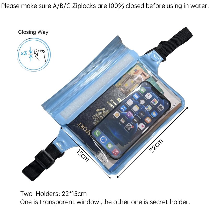DRLOKPAK Waterproof Waist Bag Pouch Fanny Pack Bum Bag with Secret Holder Keeps Your Phone Kindle Wallet Watch & Valuables Dry - Perfect for Surf Canoe Swim Snorkel Dive Beach Pool(Lime Green)