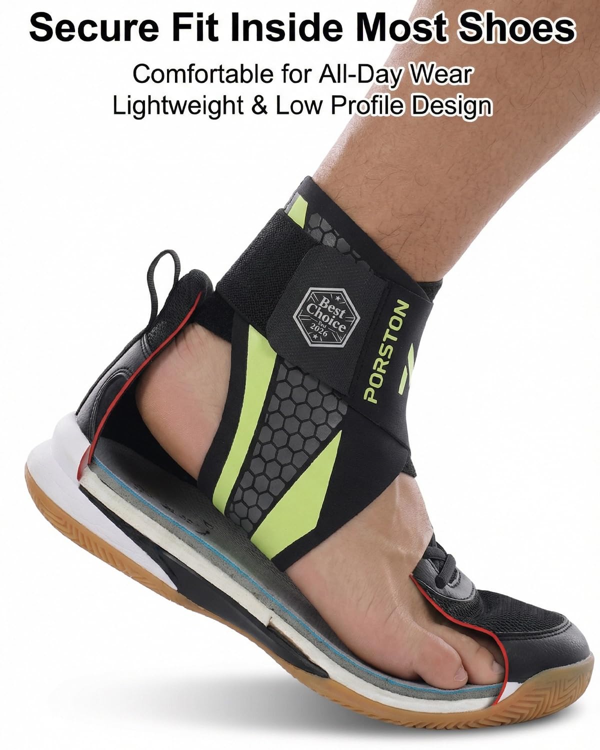 Porston 2-Pack Ankle Brace for Men & Women,Adjustable Lace up Ankles Sock,Basketball Ankle Stabilizer with Straps,Orthopedic Compression Sleeve for Plantar Fasciitis Relief,Tendonitis,Sprained (Gray)