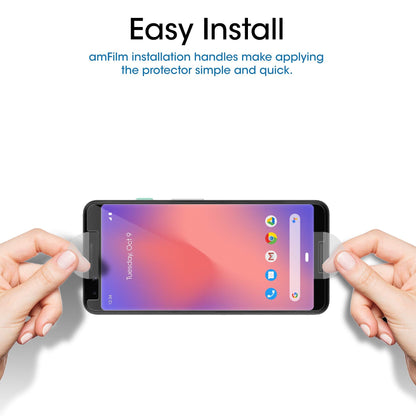 amFilm Designed for Google Pixel 10 Pro Pixel 10 / 9 / 9 Pro 6.3" Screen Protector: 2025/2024 Tempered Glass, Ultrasonic Fingerprint Compatible, Easy Installation Frame, Anti Scratch, Bubbles-Free,3 Pack