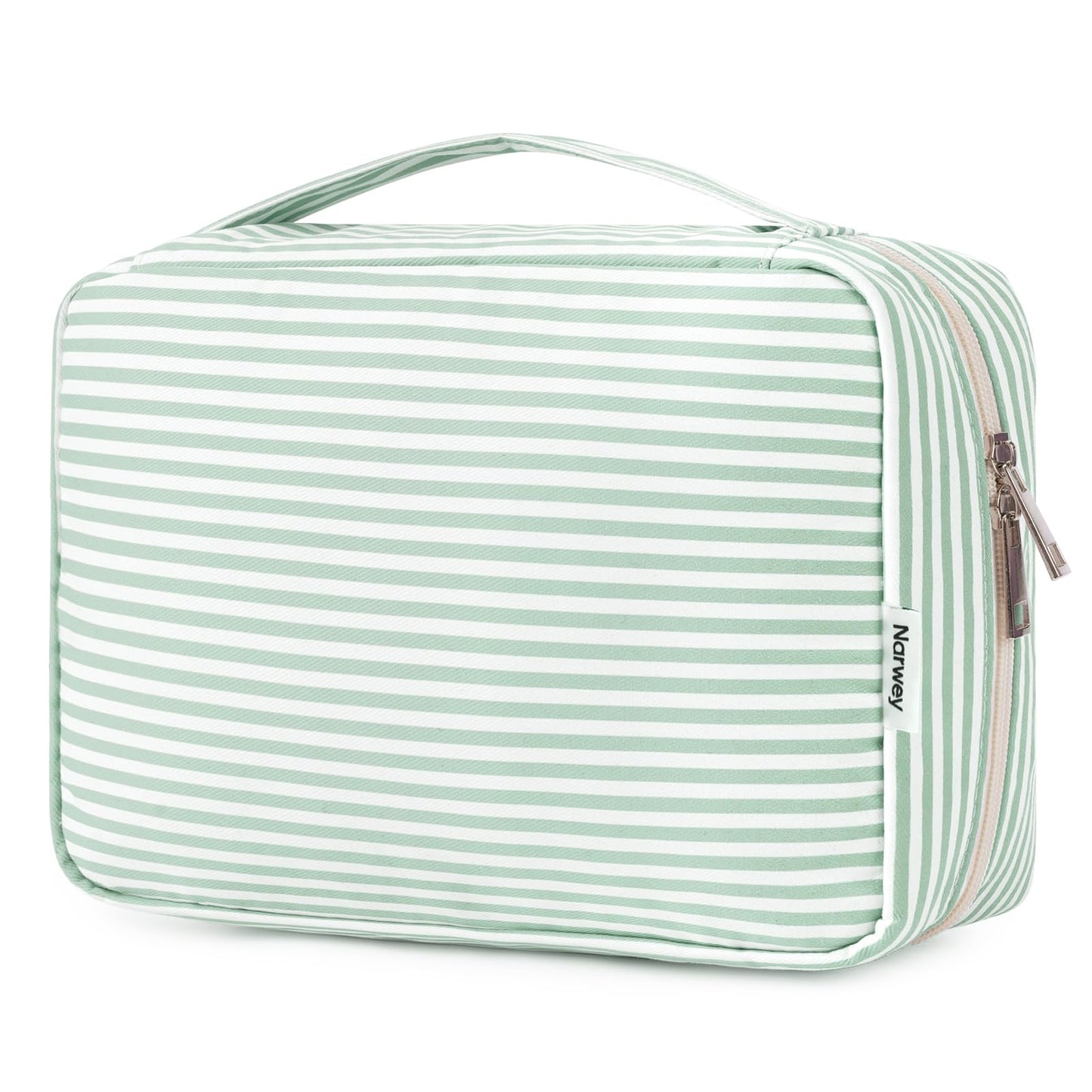 Travel Hanging Toiletry Wash Bag Toiletry Bags for Women Toiletries Bag Washbag Makeup Cosmetic Organizer for Men Girls (Mint Green Stripe)