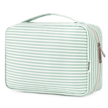 Travel Hanging Toiletry Wash Bag Toiletry Bags for Women Toiletries Bag Washbag Makeup Cosmetic Organizer for Men Girls (Mint Green Stripe)