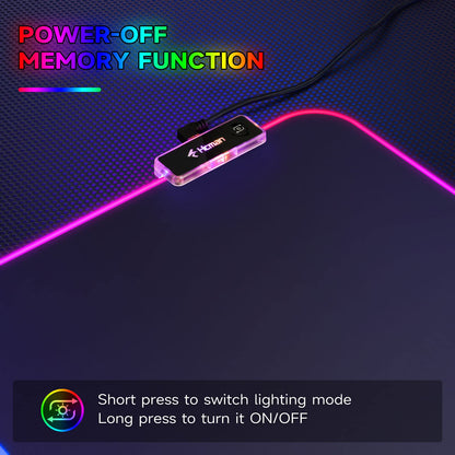 Hcman RGB Gaming Mouse Pad, Large Mousepad with Led Light, PC Gaming Accessories Black Keyboard Pad for Desk, Non-Slip Rubber Base XXL Big Mouse Mat for Gamer Boy Men Gift (31.5 X 12 Inch)