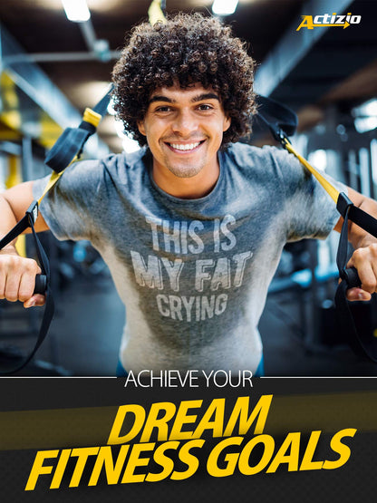 Actizio Men's Workout Shirt Cotton Fabric T-Shirt Short Sleeve Sweat Activated Motivational Exercise Gym Athletic Fit Moisture Wicking Fitness Shirt - This is My Fat Crying (Size L)