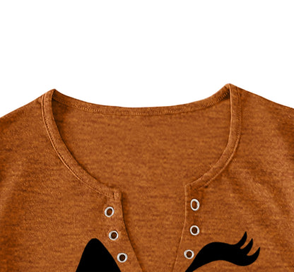 MAIHUN Halloween Pumpkin Face Shirts for Women Hocus Pocus Shirt Funny Pumpkin Tee Tops