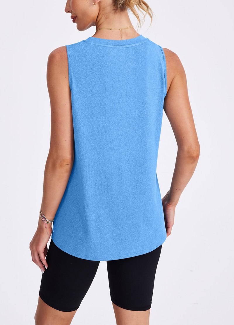 XIEERDUO Workout Tank Tops for Women Sleeveless Running Shirts Activewear Gym Yoga Tops Blue XL