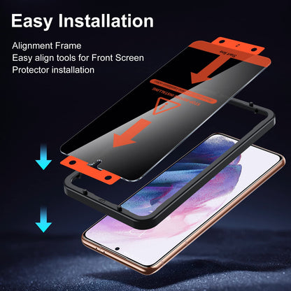 UniqueMe [2+3 Pack Compatible with Samsung Galaxy S21 5G - 6.2 inch Tempered Glass + Camera Lens Protector Screen Protector with Easy Installation Frame[9H Hardness]