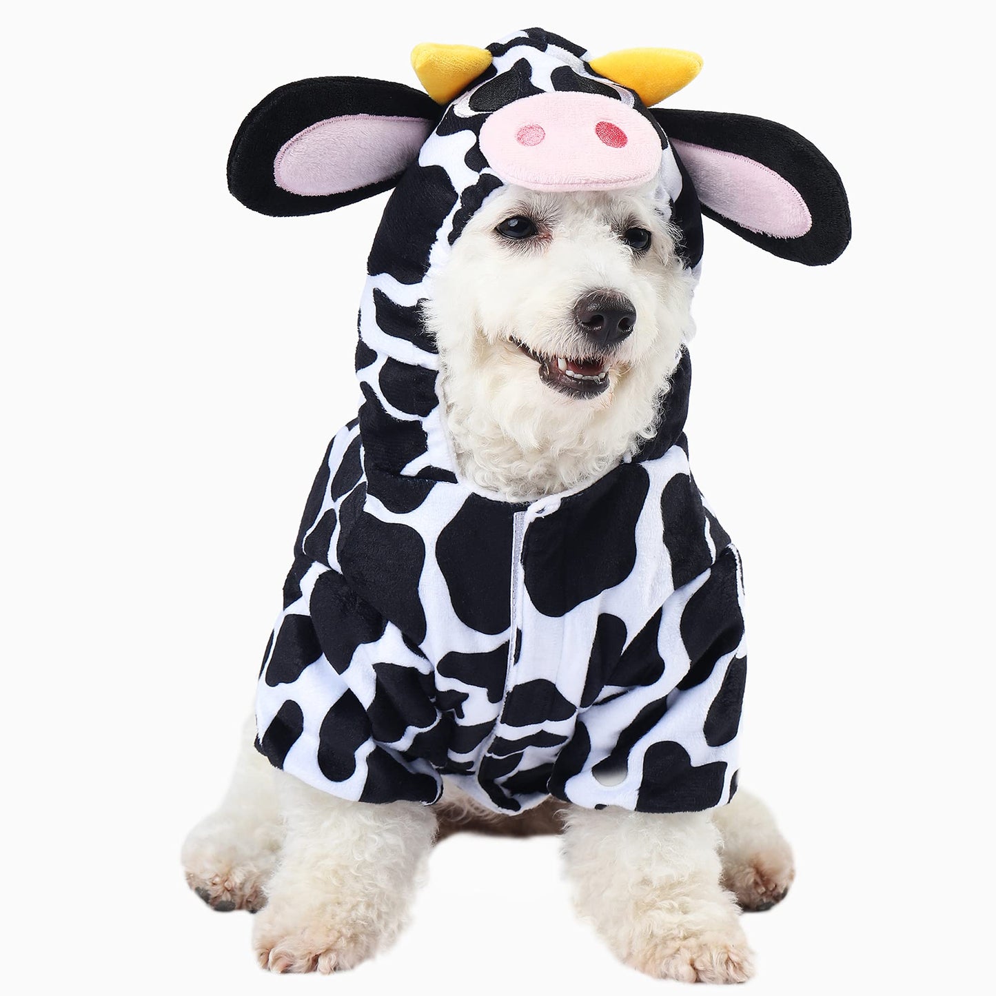 Spooktacular Creations Pet Dog Milk Cow Costume with 3D Cow Hood for Halloween Dress-up Party, Pet Carnival (Medium)