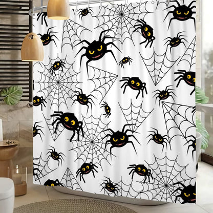 LFEEY Funny Halloween Shower Curtain Kids, Black White Creepy Spider Web Shower Curtain 72X72 Inches Halloween Bathroom Decor Waterproof Polyester Fabric with Hooks