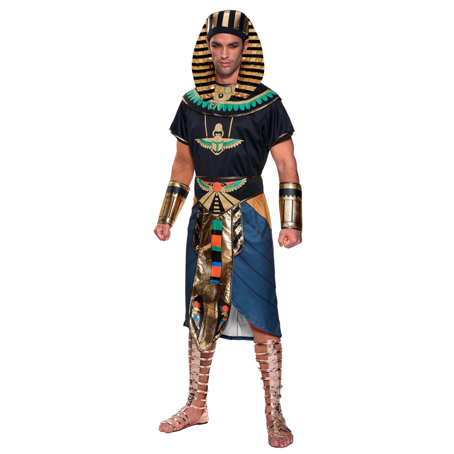 Spooktacular Creations Halloween Egyptian Pharaoh Costume Men, Adult Pharaoh Halloween Costume for Men Role-Playing Cosplay (Large)