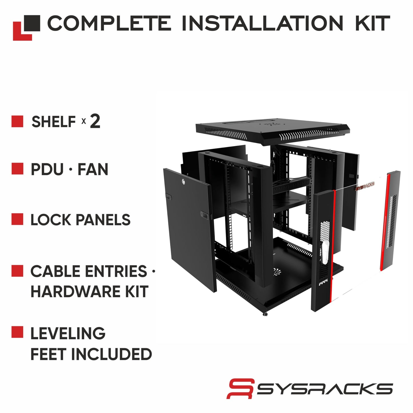 15U Wall Mount Server Rack Cabinet – 19" Network Rack Enclosure, 24" Deep Data Rack Cabinet with Fan, PDU & 2 Shelves for IT Equipment, Switches and Patch Panel