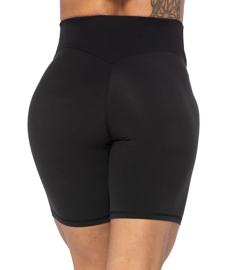 Sunzel 8" Waist Biker Shorts for Women No Front Seam Soft Yoga Workout Gym Bike Shorts Tummy Control Squat Proof Black