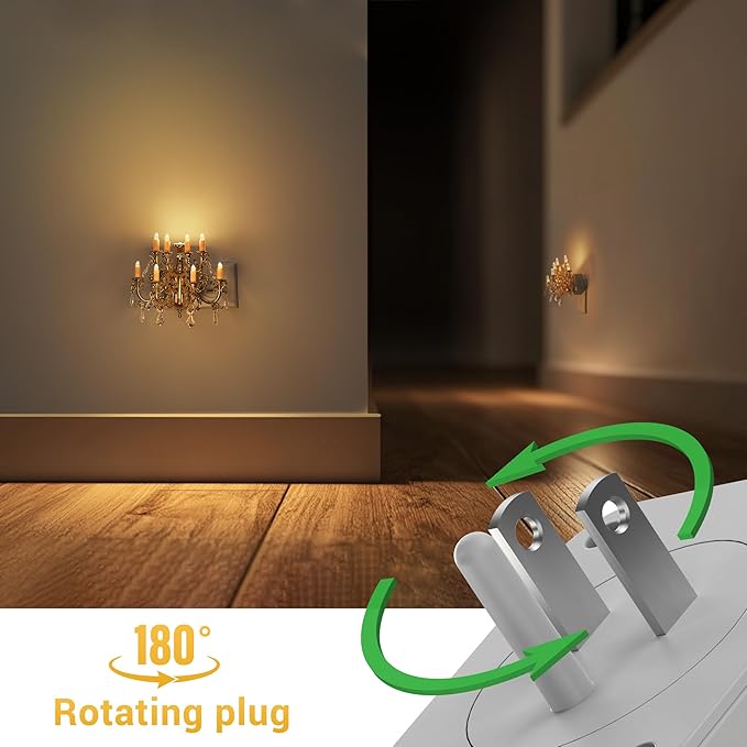 L LOHAS LED Night Lights Plug into Wall,2 Pack,Crystal Chandelier Candle Nightlight with Dusk to Dawn Sensor,Brightness Adjustable,3000K Soft White,Rotatable Plug Addtion for Home Decor,Hallway
