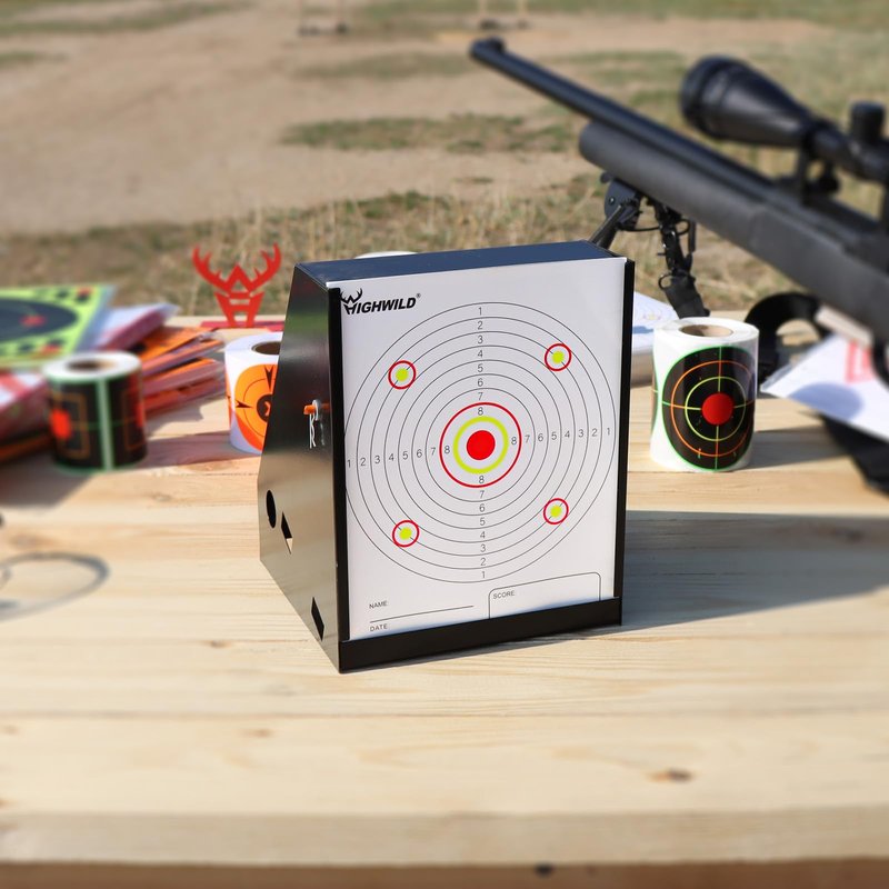 Highwild BB Trap Target (Airgun Only) with 10pcs 7" X 9" Paper Targets and 2 Spinner Targets