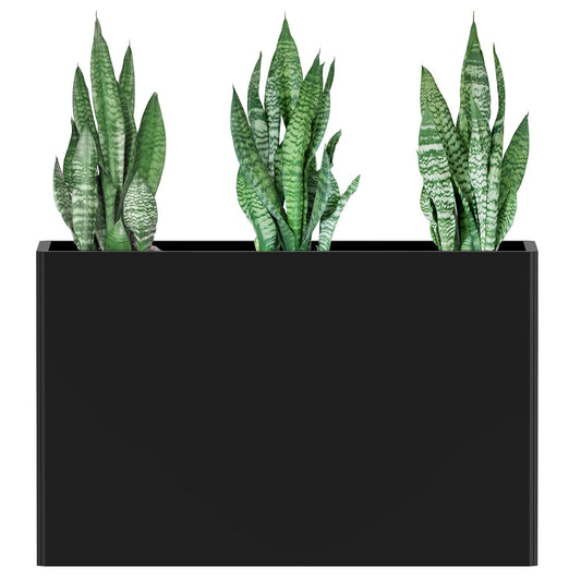 Ganeekiron Galvanized Steel Planter with Removable Insert Shelf & 4 Drainage Holes - 32x12x24 Inches Large Planters for Outdoor/Indoor Patio, Porch Black