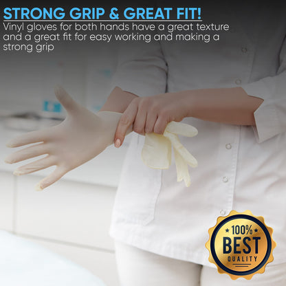 300 x Disposable Gloves | Vinyl Gloves Disposable | Latex free gloves | Powder Free Gloves | Strong And Non-Sterile | (Medium, 3 Packs of 100)