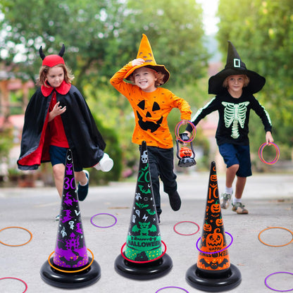 Voiiake 3 Pack Witch Hat Halloween Inflatables Ring Toss Game - Fun Halloween Games,Toys & Party Supplies, Games & Toys for Kids Adults