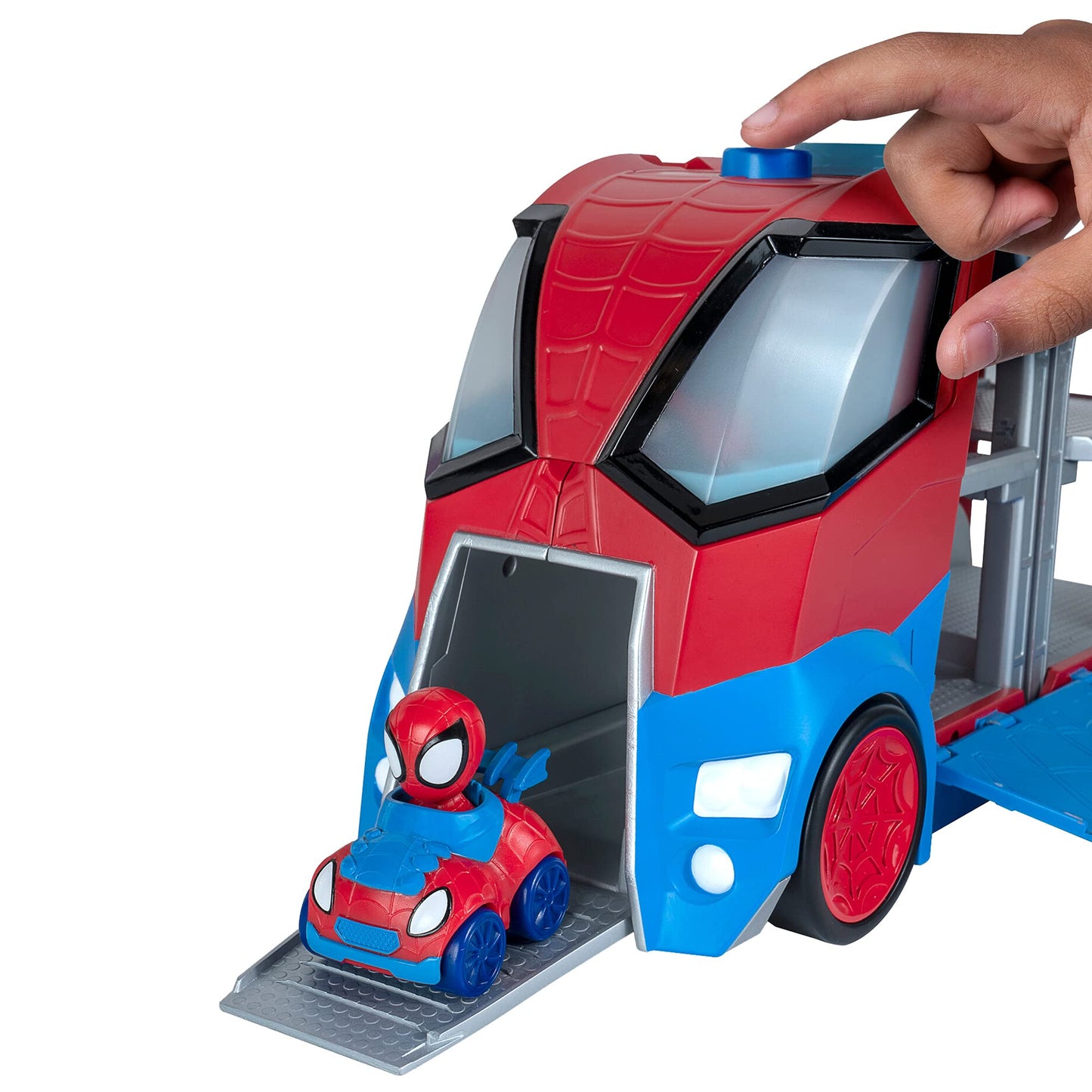 Marvel Spidey and his Amazing Friends Web Transporter Feature Vehicle, Lights & Sounds - Includes 3 Amazing Mini Vehicles, Unisex