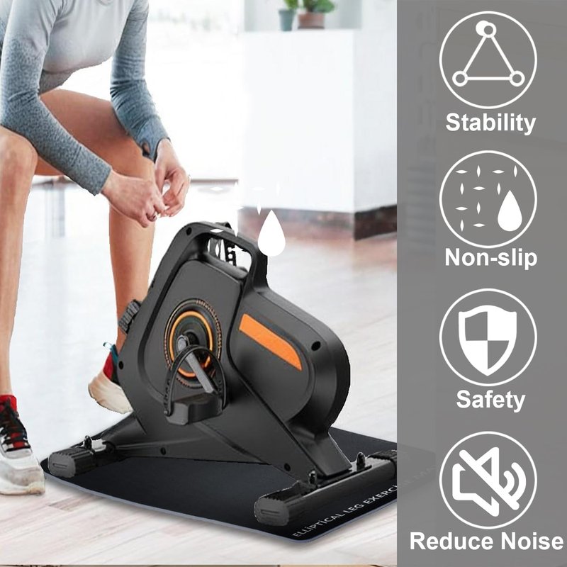 Non-Slip Workout Mat for Under Desk Ellipticals, Ellipse Leg Exerciser Machine Mat, Suitable for Electric Seated Foot Pedal Exerciser, Enhanced Stability & Floor Protection