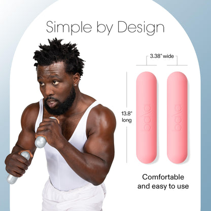Bala Bars Dumbbell Set for Women & Men, 2lb Dumbbells (Blush) - Set of 2 Bars Designed for Walking, Strength Training, HIIT, Boxing & Aerobics - Hand Weights for Working Out at Home