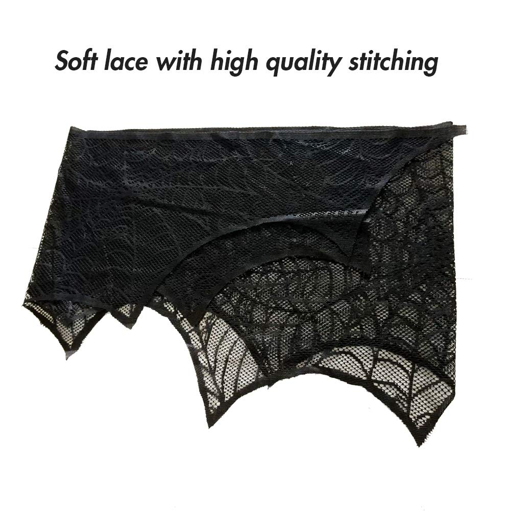 Lulu Home Halloween Fireplace Decorations, Fireplace Mantle Scarf Cover, Black Lace Spider Web for Door, Window and Flowerbeds Decoration, Halloween Party Supplies