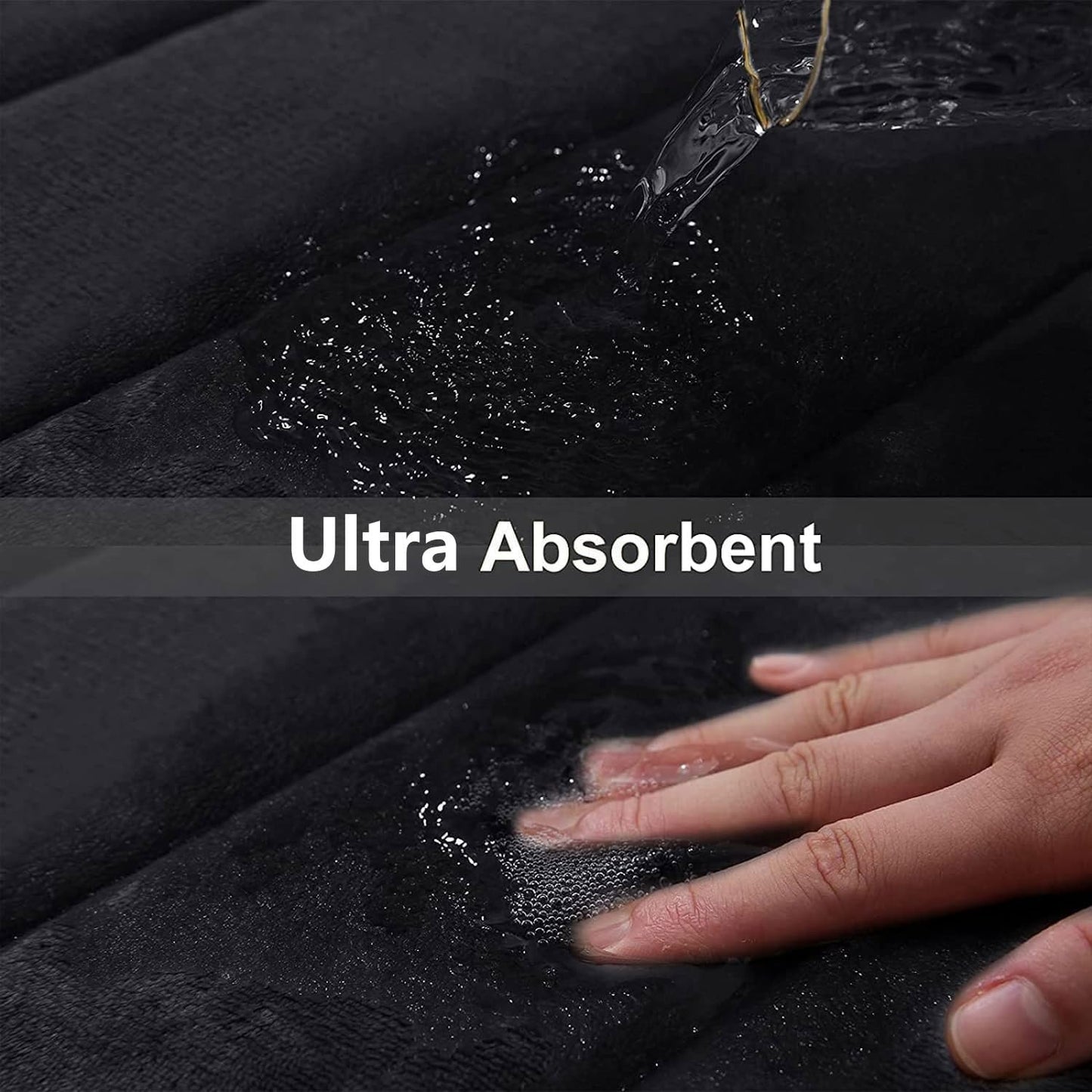 Buganda Memory Foam Bath Mat, 47" x 17", Ultra Soft and Non-Slip Bathroom Rugs, Water Absorbent and Machine Washable Bath Rug Runner for Bathroom, Shower, and Tub, Black