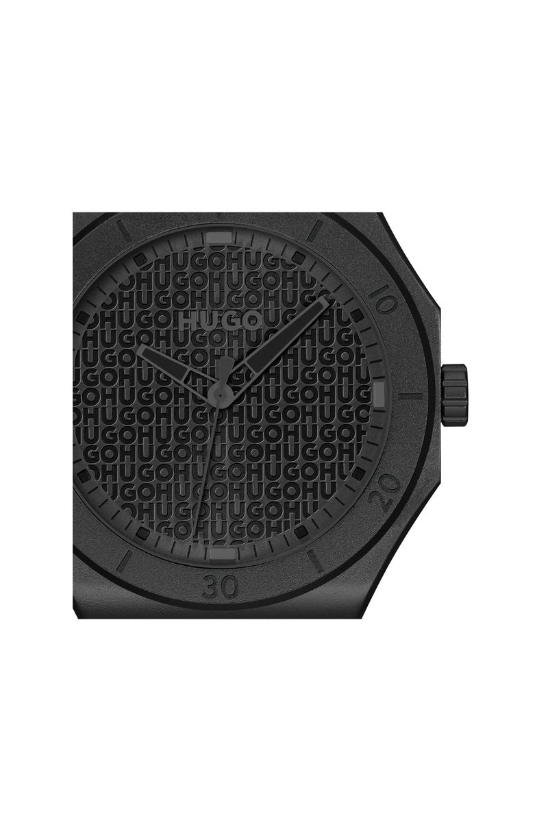 HUGO Men's #Grail Light Watch – Ultra-Light Aluminum Case, Monochrome Design, Soft Silicone Strap, Quartz Movement, Contemporary Three-Hand Timepiece - Gift for Him