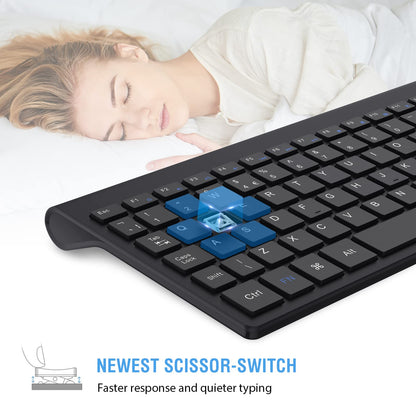 Wireless Keyboard and Mouse Set, 2.4G Compact Slim QWERTY UK Layout USB Keyboard and Cordless Silent Mouse Combo with Numeric Keypad Ergonomic Energy Saving for Windows PC/Laptop/Computer/Apple Mac