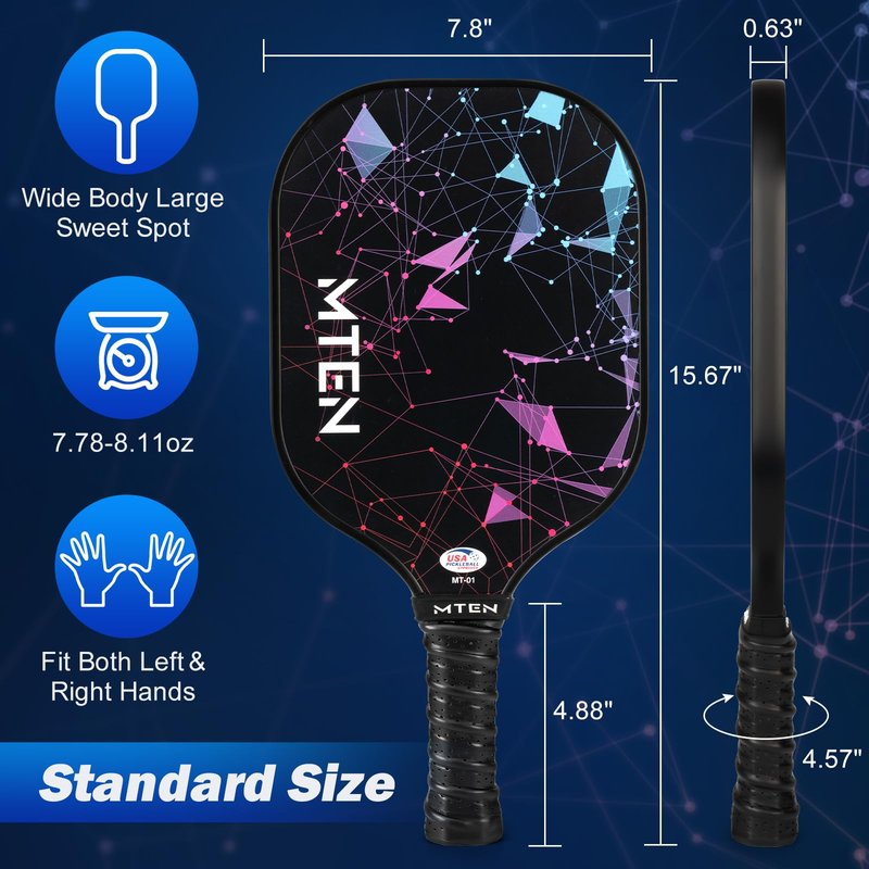 MTEN Pickleball Paddle, USAPA Approved with Protective Cover
