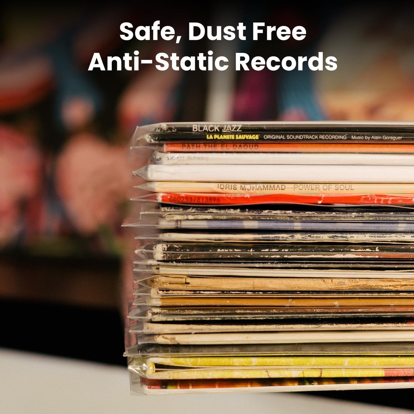 EVEO 25 Vinyl Record Sleeves Outer – Crystal Clear Outer Vinyl Sleeves LP Album Covers 12.75"x12.75" | Perfect Fit Protective 3 Mil Protection for Single & Double LPs - Archival Quality