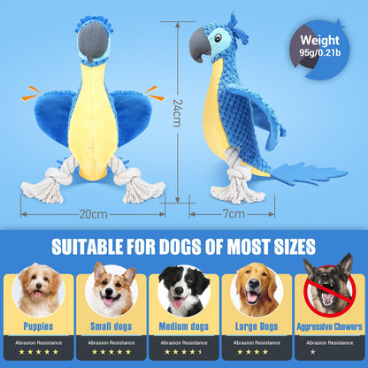 ROSAUI Dog Toys, Plush Squeaky Cockatoo Dog Toy - Interactive and Dental Cleaning Pet Chew Toy for All Breed Sizes Dog