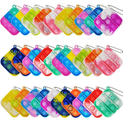 30 Pcs Mini Pop Bubble Fidget Toys, Silicone Keychain Small Pop Bulk for Party Favors, Classroom Prizes, Reliever Hand Toy Goodie Bag Stuffers Halloween Christmas Birthday Gifts for Kids Students