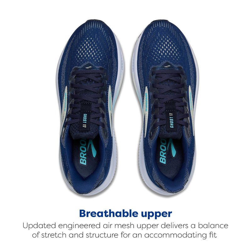 Brooks Women’s Ghost 17 Neutral Running Shoe - Navy/Green/Turquoise - 6.5 Medium