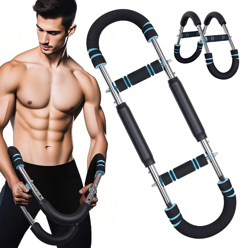 Twister Arm Trainer, 60-100lb Adjustable Chest & Arm Workout Tool, Compact Twister Arm Strengthener, Portable Power Twister Bar with Snap - Together Detachable Design for Fitness Anywhere(Blue)