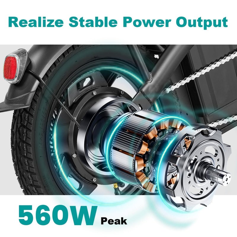 Electric Bike for Adults and Teens, Folding Ebike,Commuter City Foldable E Bike with 560W Motor and 48V 10Ah Battery, 24 MPH Speed Pedals Assist, Dual Disc Brakes,14" Compact Electric Bicycle