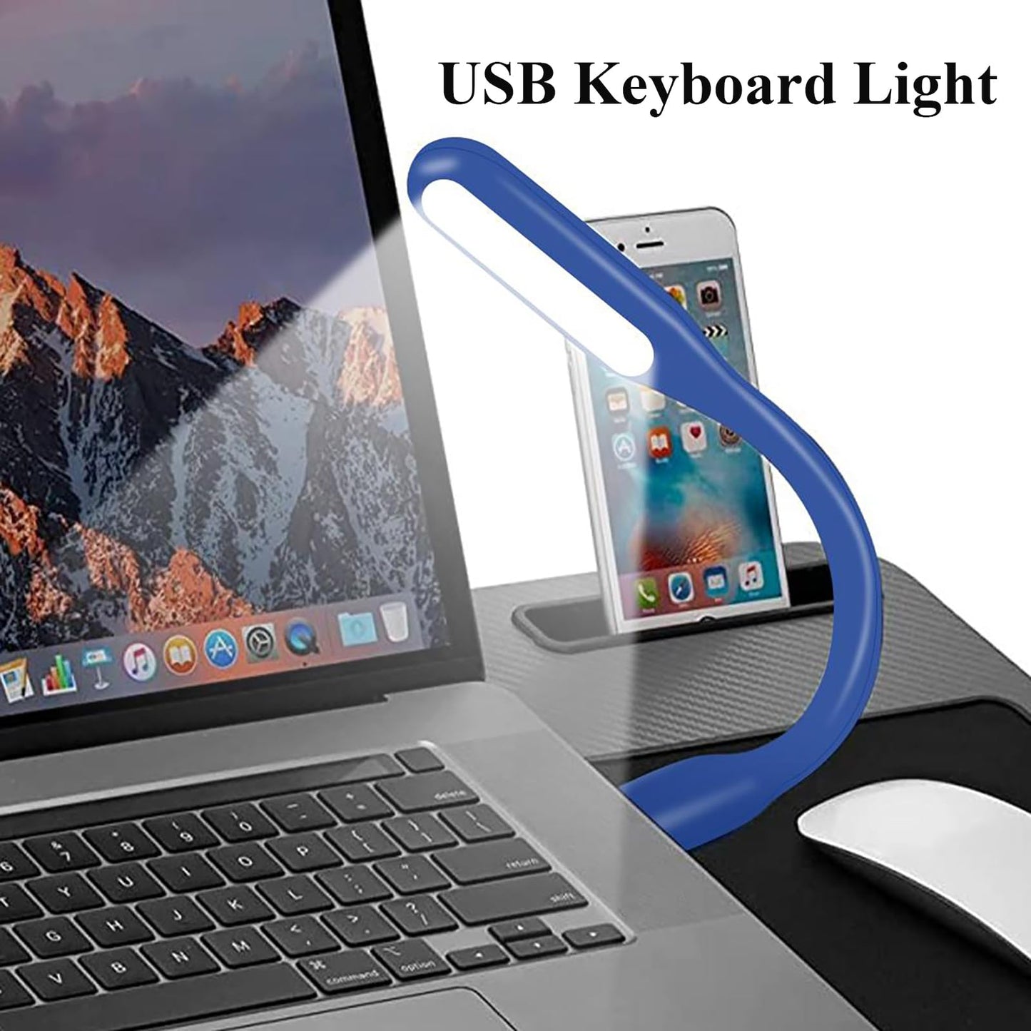 Mini Flexible Light, Portable USB Led Reading Night Lamp for PC Laptop Computer Notebook Power Bank - 2 Pack (Black)