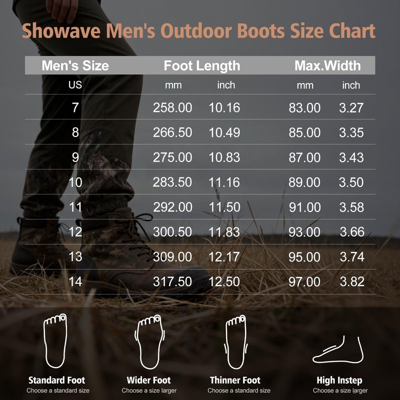 Showave Men's Rubber Boots Waterproof Rain Footwear Durable Short Hunting Boots for Mud Gardening Yard and Chore Working (Size 9,Brown)