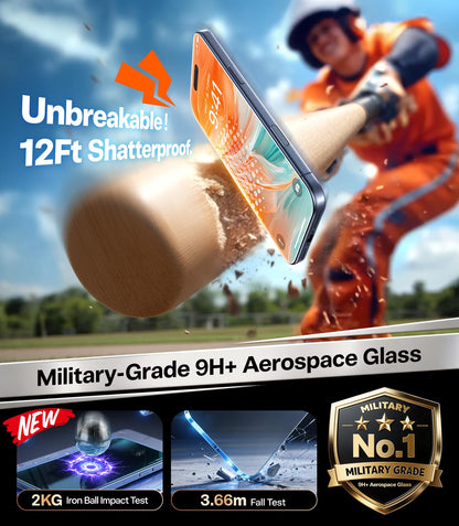TORRAS Precision-Fit for iPhone 17 Pro Max Screen Protector 3.66m Military Shatterproof, 9H Anti-Scratch, Full Screen Tempered Glass, No Bubbles No Dust Screen Protector for iphone 17 pro max 2 Pack