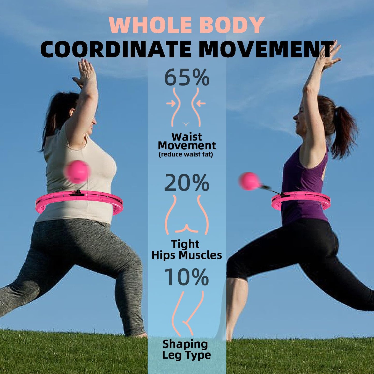 Argvsde Weighted Hula Infinity Fitness Hoop for Adult Weight Loss, 2 in 1 Smart Fitness Workout Hula Circle Hoops with 28 Detachable Knots, Exercise Fit Hoop Suitable for Women and Beginners