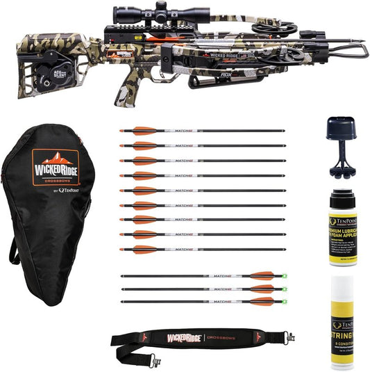 Wicked Ridge RDX 410 Ready-to-Hunt Crossbow Package - Nine Match 400 Arrows, Soft Case & Accessories