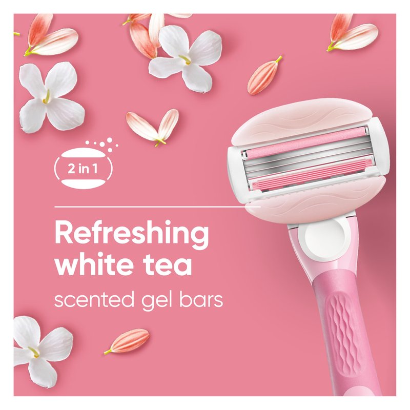 Gillette Venus ComfortGlide White Tea Women's Razor 1 Handle + 4 Blade Refills