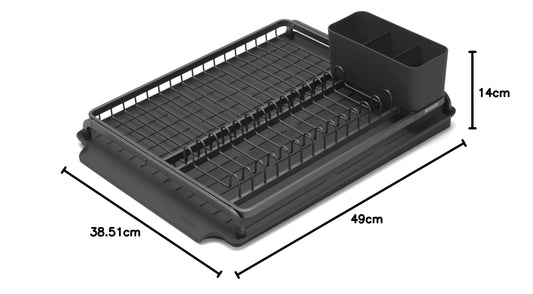 Brabantia Dish Drying Rack with Draining Tray, Large, Dark Grey