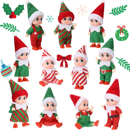 Sumind 11 Pieces Christmas Tiny Doll Plush Toys Baby Plush Dolls Novelty Toys Accessories for Little Girls Boys Holiday Christmas Easter New Year Decorations(Cute Style)
