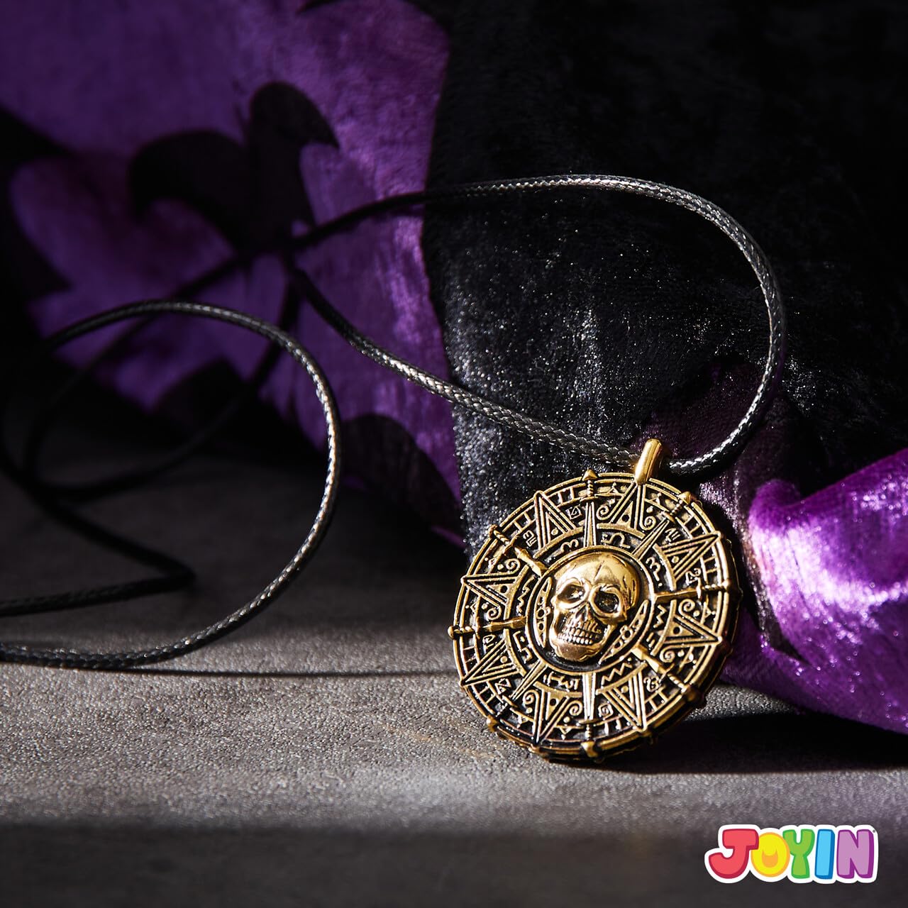 Spooktacular Creations Halloween Pirate Coin Necklace Pirate Skull Necklace Accessories for Men Women Halloween Cosplay, Pirates Costume, Halloween Dress Up Party Favors