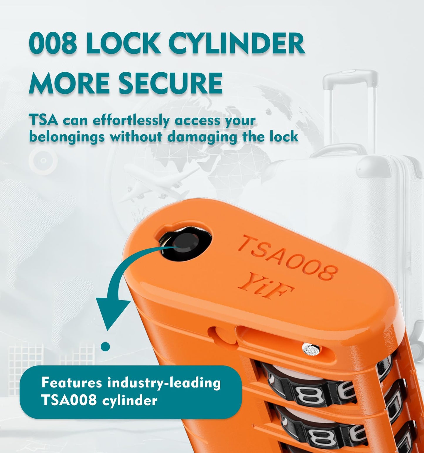 ANVIL 4 Digit Luggage Locks, TSA Locks for Luggage, Advanced TSA008 core, Alert Indicator for Your Travel Lock, Suitcase Lock. (4, Orange)