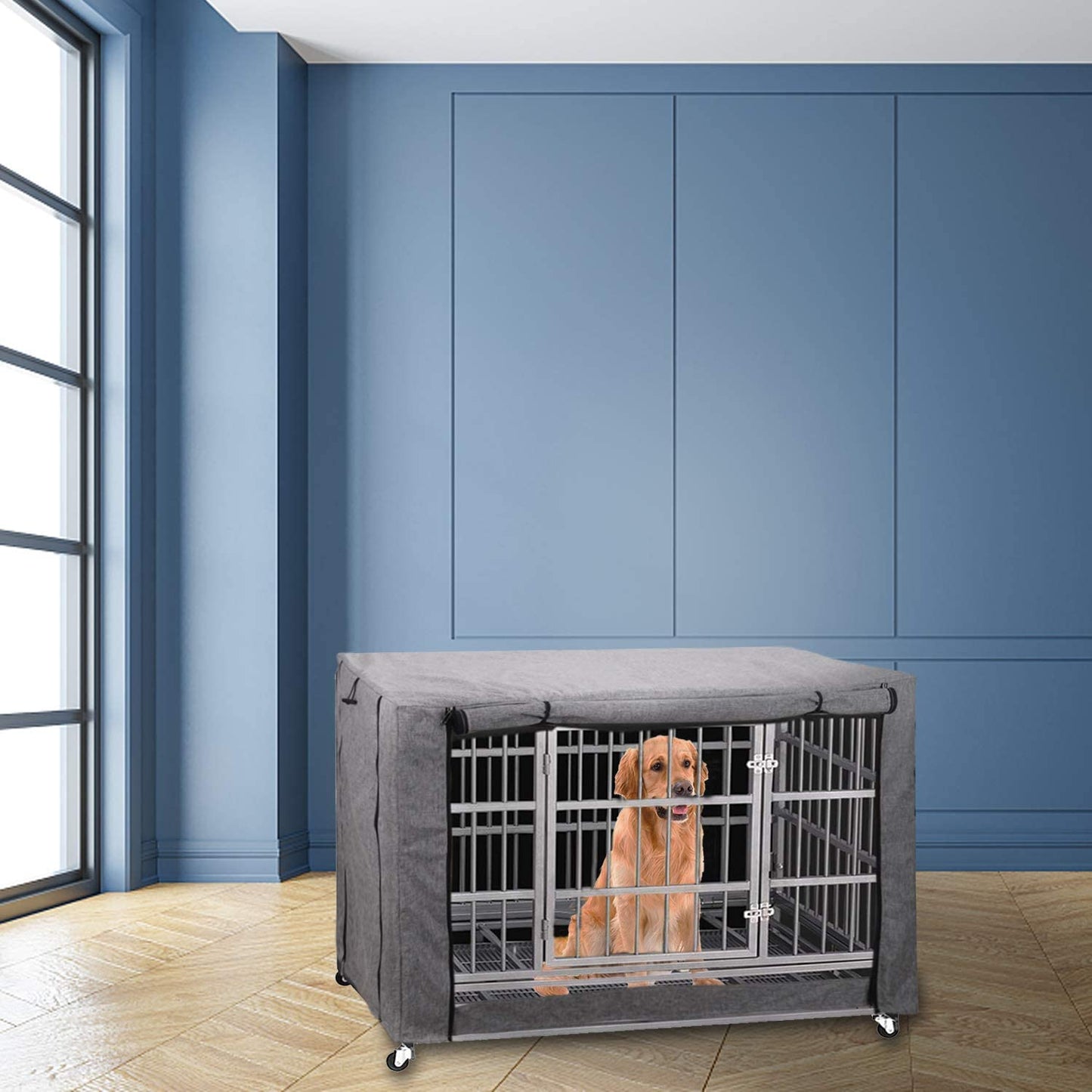 Chengsan Durable Windproof Dog Crate Cover for Metal Crate Indoor Outdoor Protection