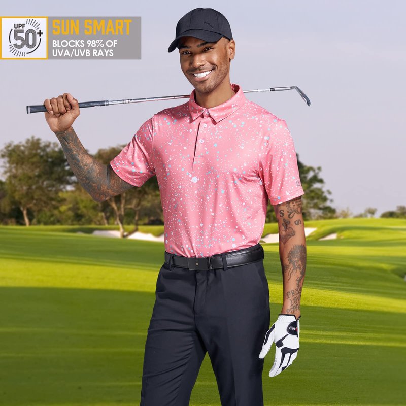 Ephemoca Men's Performance Dry Fit Golf Shirt, Quick-Dry Short Sleeve Polo, Moisture Wicking Red L