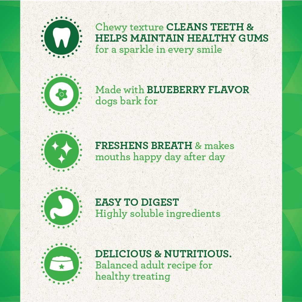 Greenies Bursting Blueberry Dog Dental Treat Regular Size 12 Count - Pack of 3